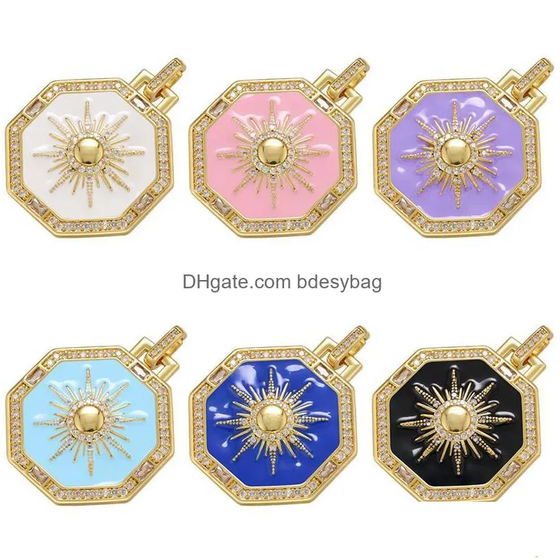 charms zhukou gold moon star enamel cz crystal necklace pendant for women handmade diy jewelry accessories wholesale vd1082