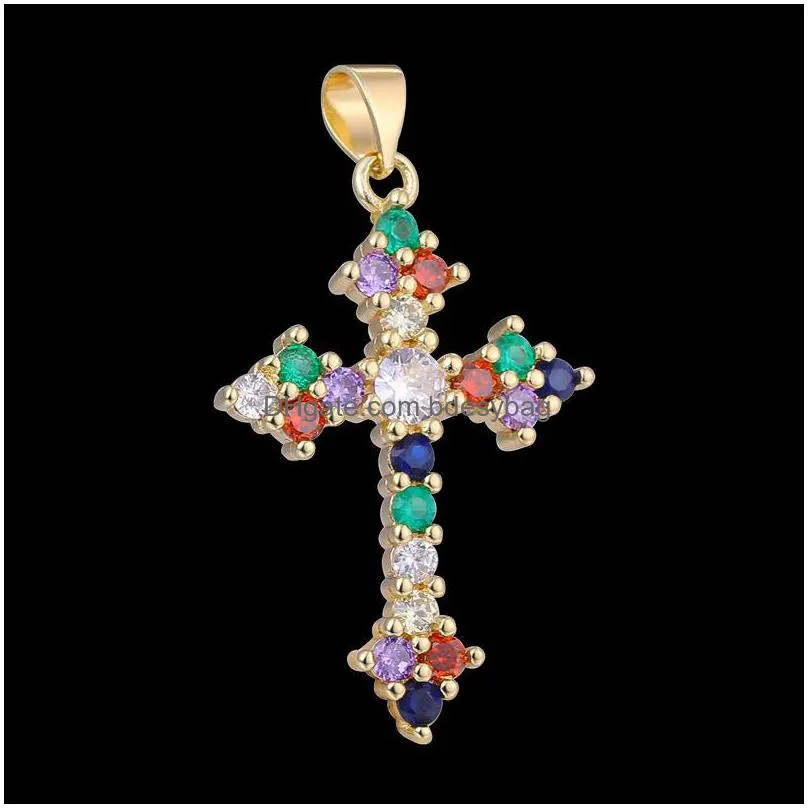 charms juya diy 18k real gold plated wholesale christian cross for handmade christmas religious rosary pendant jewerly makingcharms