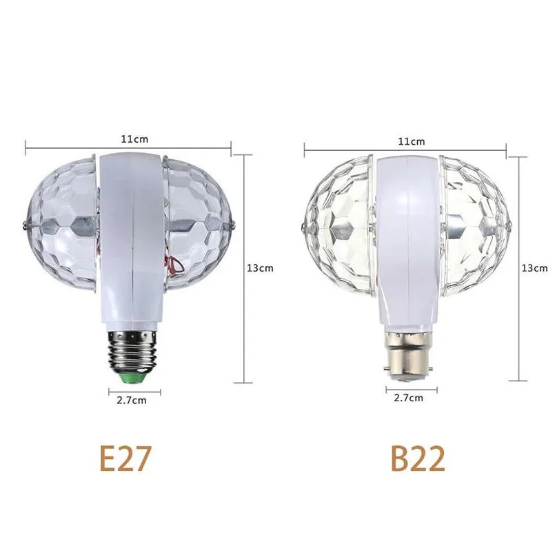 e27 led dual head magic led effects stage light 85265v rotating headed 6w colorful disco lamp bulb for christmas holiday party bar