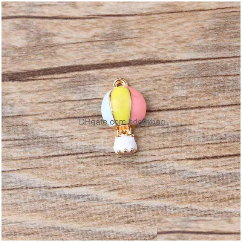 20pcs jewelry diy accessories alloy hot air balloon enamel charms pendants for bracelet earring making floating
