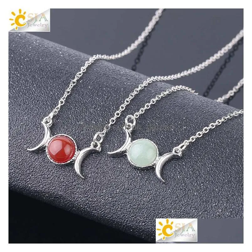 vintage crescent clavicle necklace moon sun pendant silver womens natural stone short necklace girl