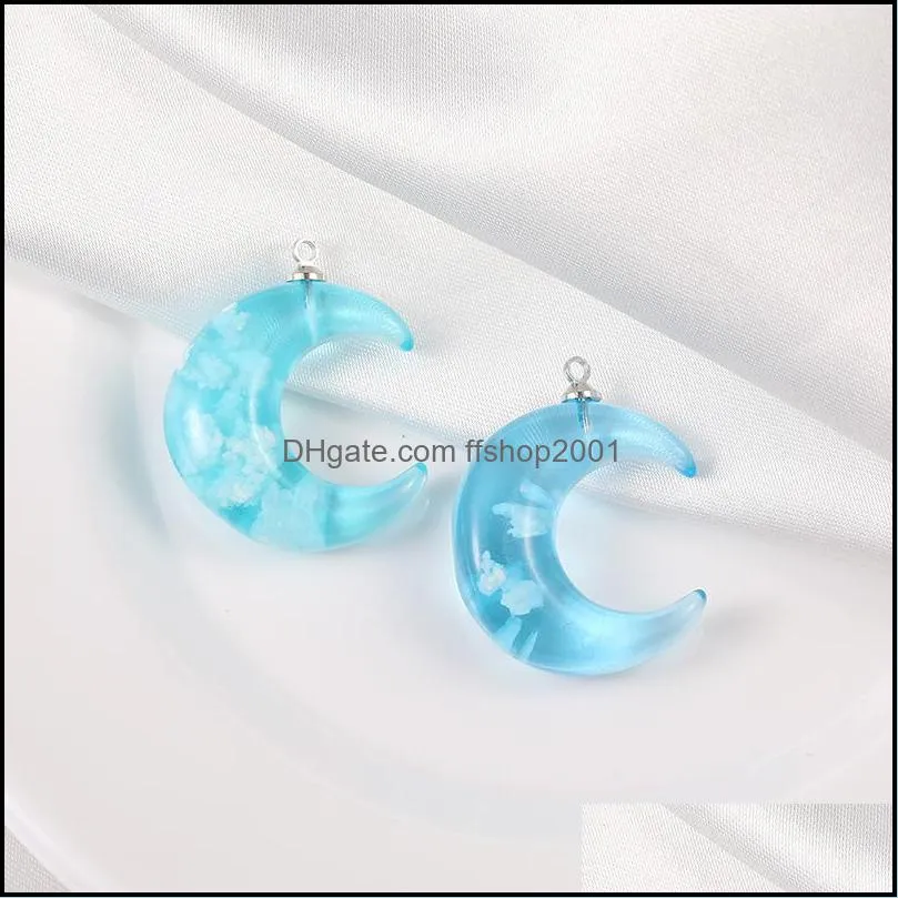  women nature blue sky white cloud moon pendant creative design ball shape resin transparent charm for necklace diy accessories