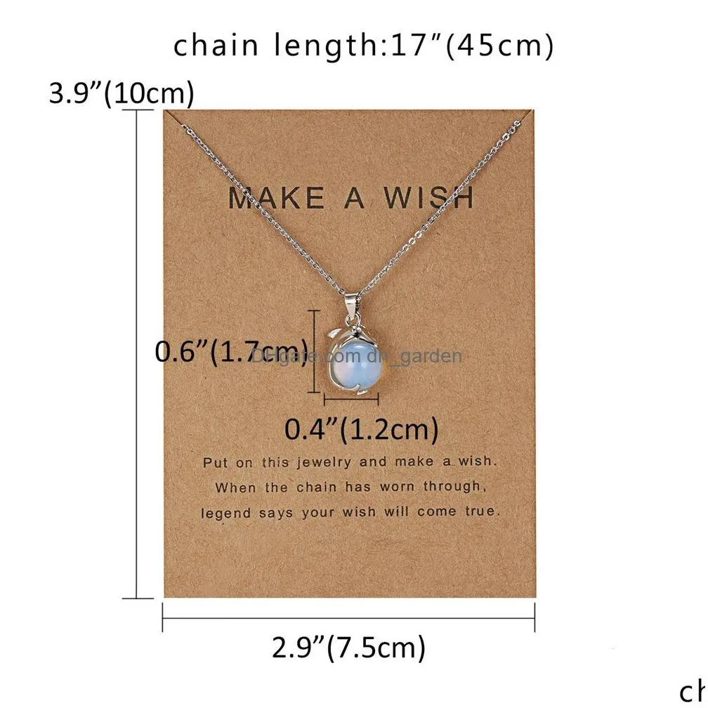 dogeared necklace make a wish  natural stone paper card pendant personalized clavicle chain manufacturer wholesale