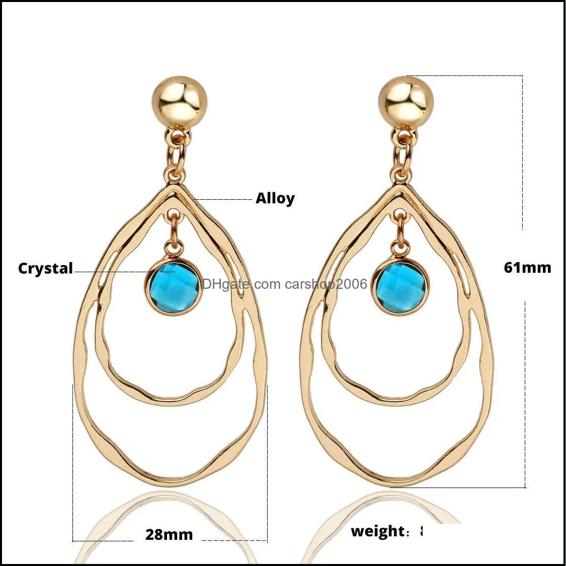  fashion gold color double hollow big waterdrop dangle earrings for women girl small round crystal drop earrings jewelry wholesale