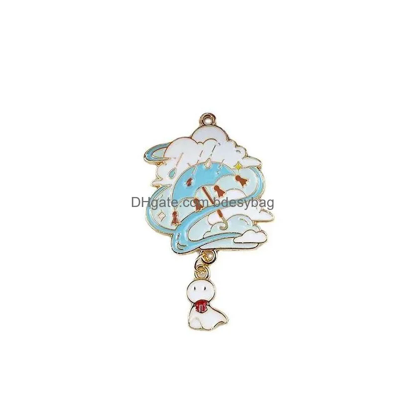 10pcs cartoon sunny doll floating waterdrop enamel charms drop oil alloy pendants dangle diy jewelry earring necklace accessories