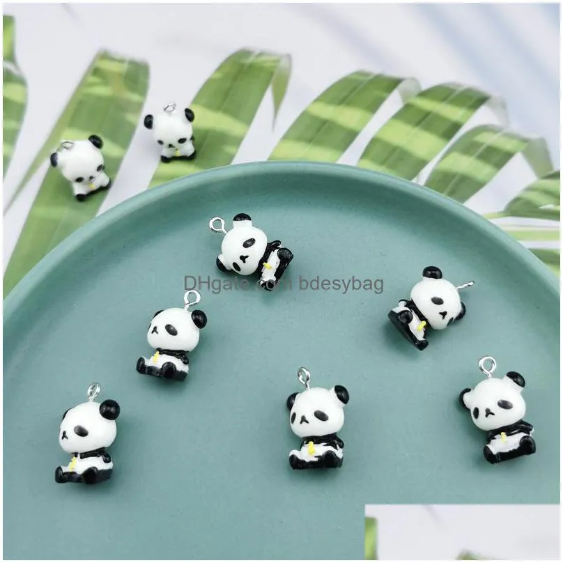 20pcs/set 15x20mm resin panda charms pendant jewelry findings diy handmade hanging decoration making accessories