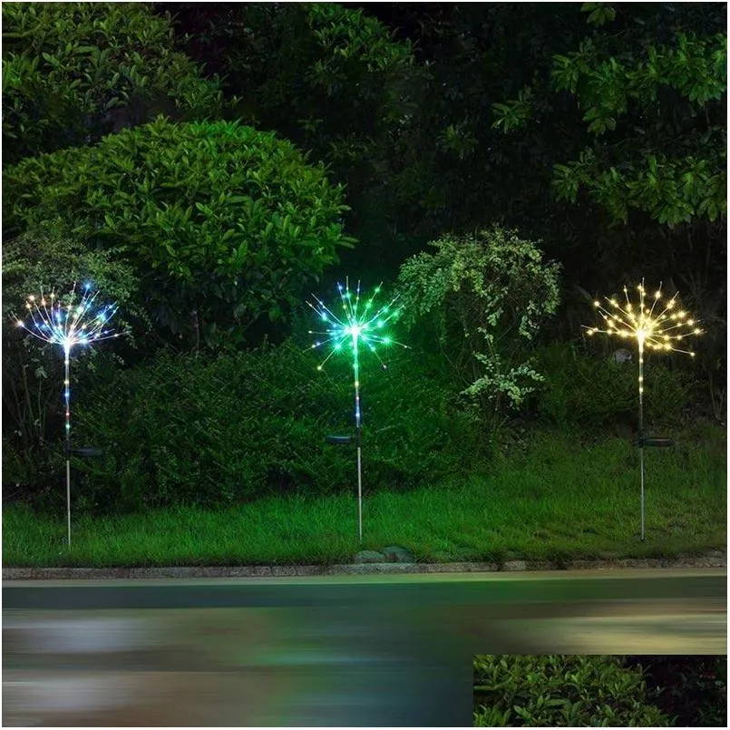 brelong eight function solar fireworks lights lawn lights christmas lights 90 led for garden courtyard holiday decoration 1 pc