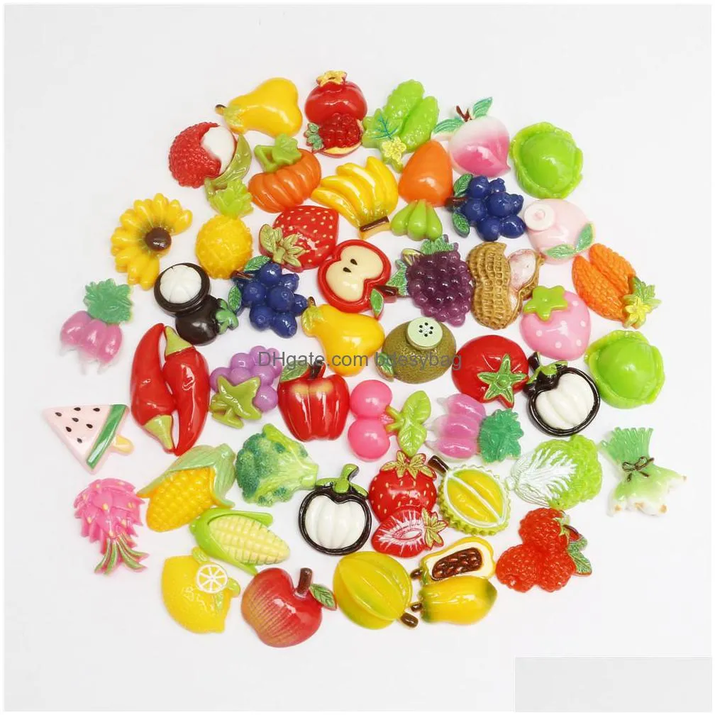 30pcs resin charms fruit blessing bag simulation fruit accessories diy cream mobile phone shell material wholesale