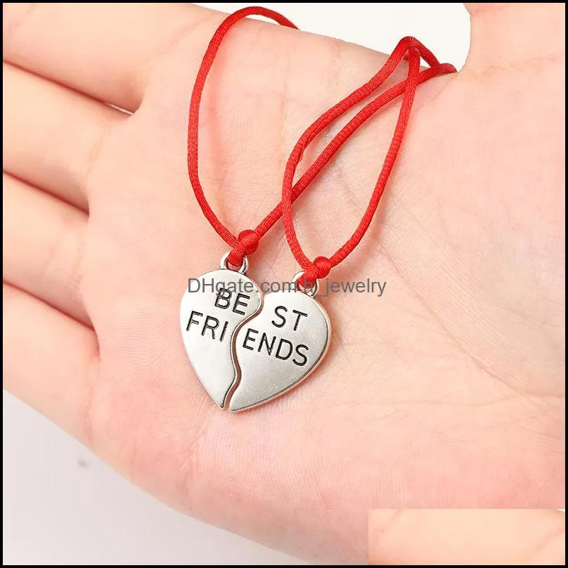 2pcs set friend heart stainless steel pendant bracelets set for women men handmade braided rope friendship bracelet with card jewelry