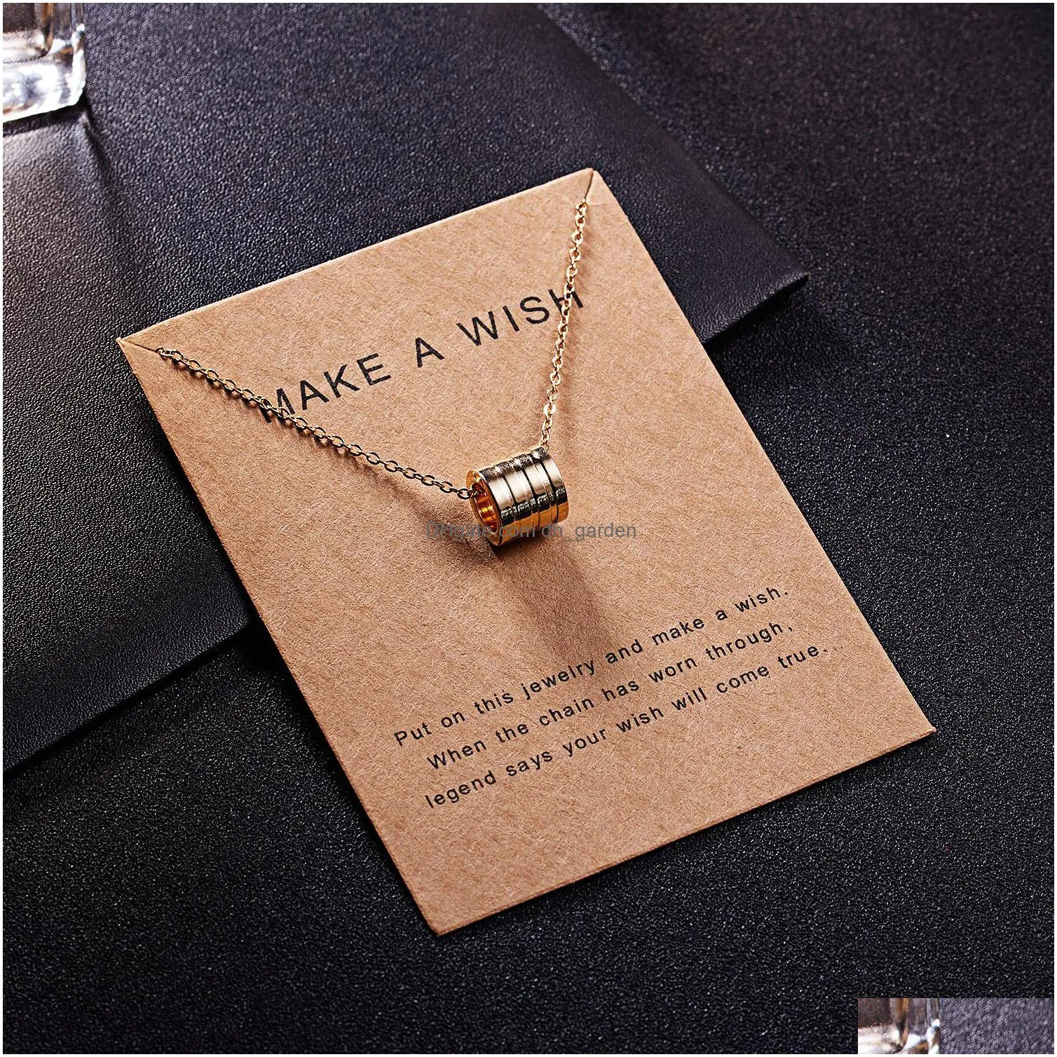 american make a wish geometric circle hollow paper card dogeared necklace personalized clavicle chain wholesale