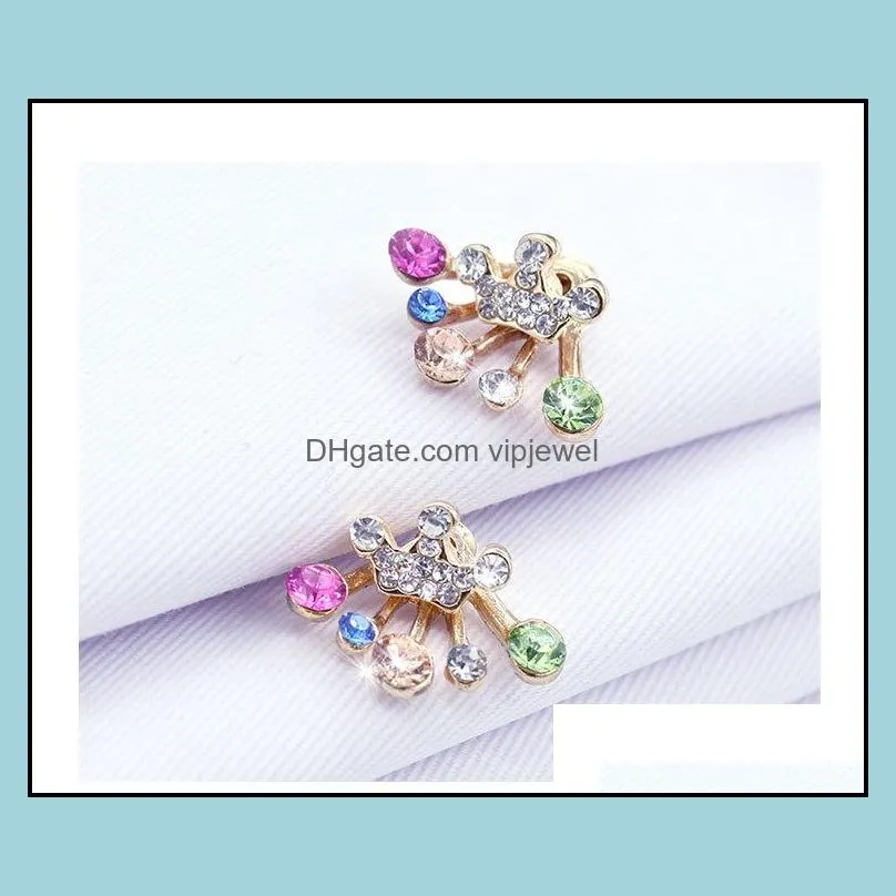 bow earring korean jewelry diamond earrings crown stud earrings colorful earrings in multiple colors