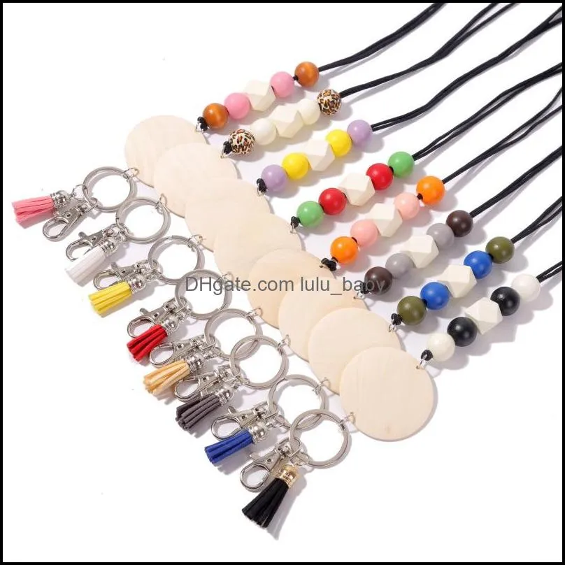 personalized silicone beads disc necklace keychain teacher nurse id card breakaway lanyard 52c3