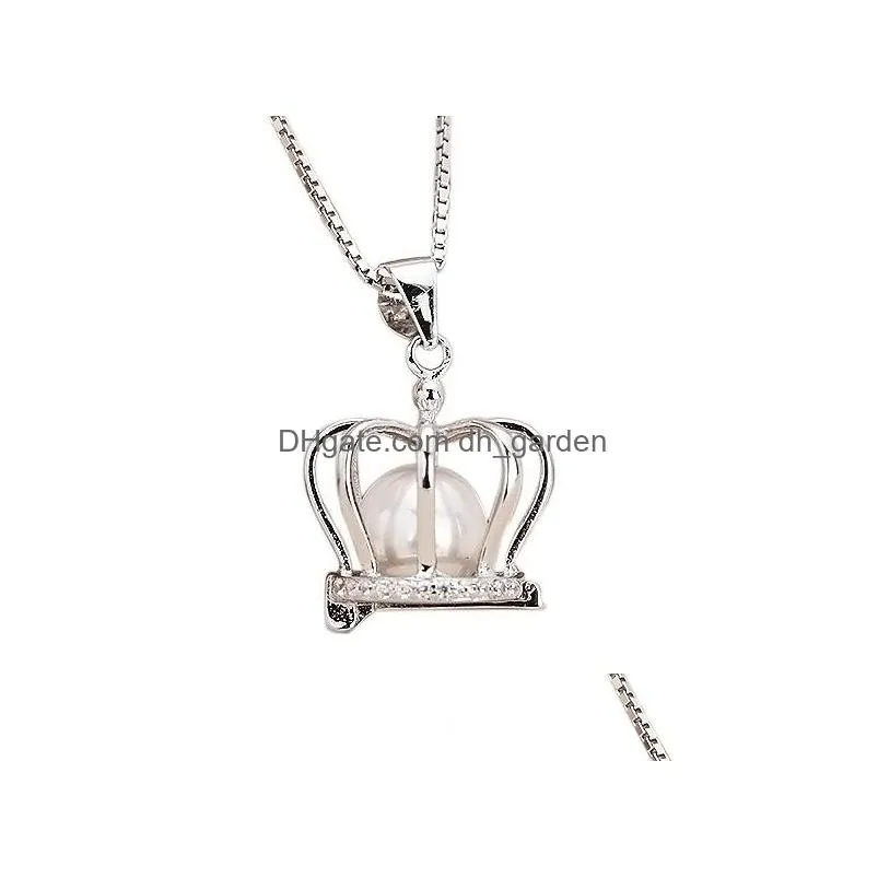 euroamerican style crossborder magic box necklace fashion simple s925 sterling silver 6mm pearl cage pendant for diy jewelry