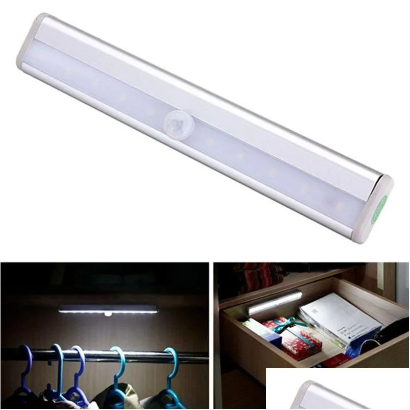 wireless motion sensor light stickon portable battery powered 10 led closet cabinet led night light stair step light wall light