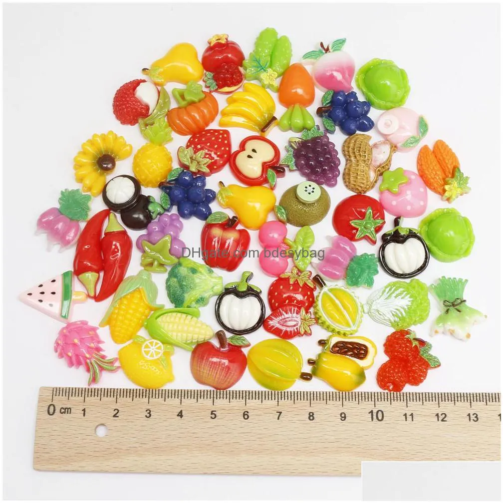 30pcs resin charms fruit blessing bag simulation fruit accessories diy cream mobile phone shell material wholesale