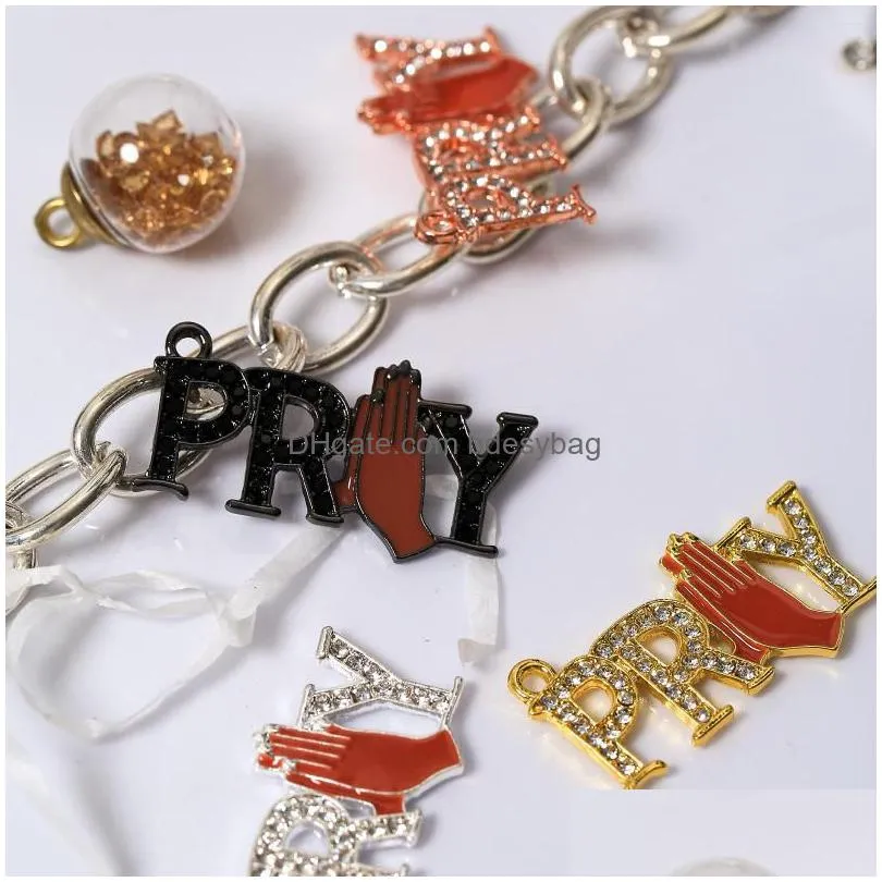 charms 10pcs aolly letter pray for diy bracelet bangle making ltc0479ltc0482