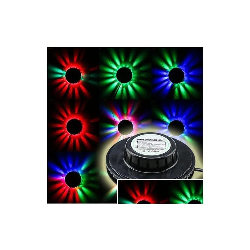 rotating mini 48pcs leds red green blue light sunflower led rgb round stage light input voltage ac 90240v