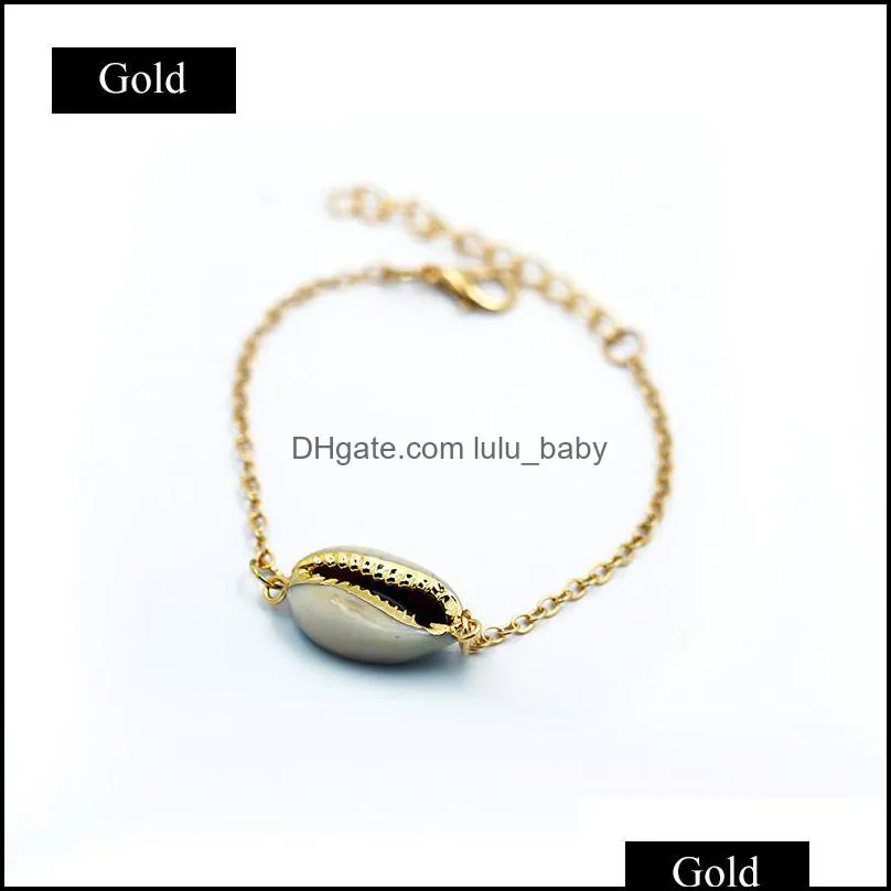 european style gold color genuine cowrie shell adjustable chain bracelet elegant jewelry for woman accesoires making