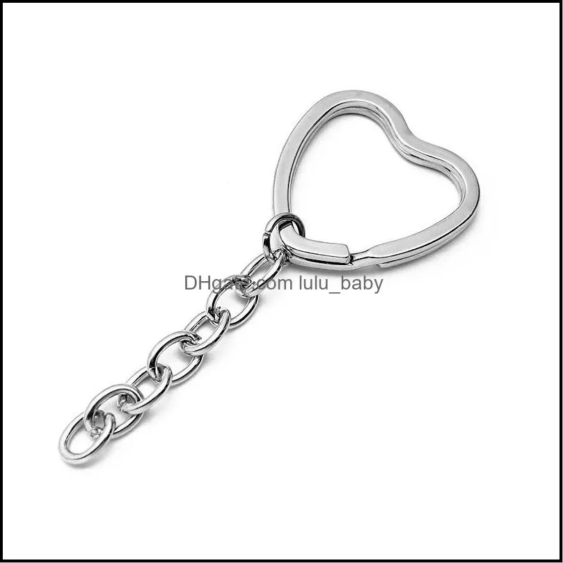 simple style round heart shape diy keychain for key handbag gold sliver color small cute key ring charm accessories