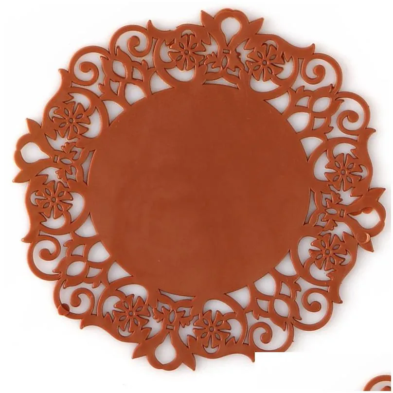 table mats 5pcs/set of creative hollow silicone flowershaped nonslip heat insulation tea household mat kitchen placemat