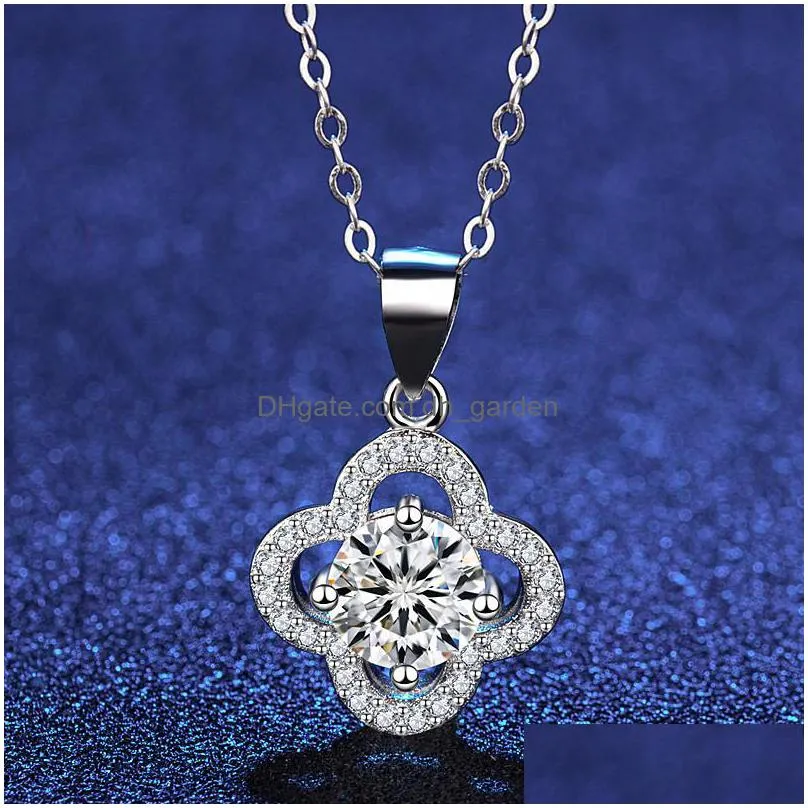 30 sterling silver add white cooper zircon pendant imitation mossan diamond necklace womens lucky clover jewelry