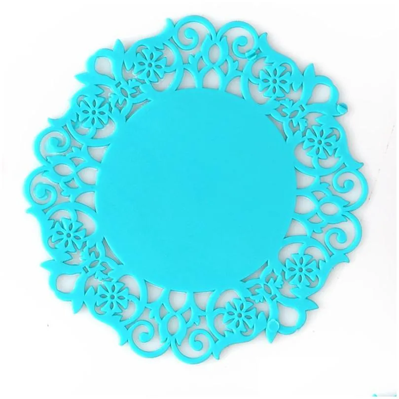 table mats 5pcs/set of creative hollow silicone flowershaped nonslip heat insulation tea household mat kitchen placemat