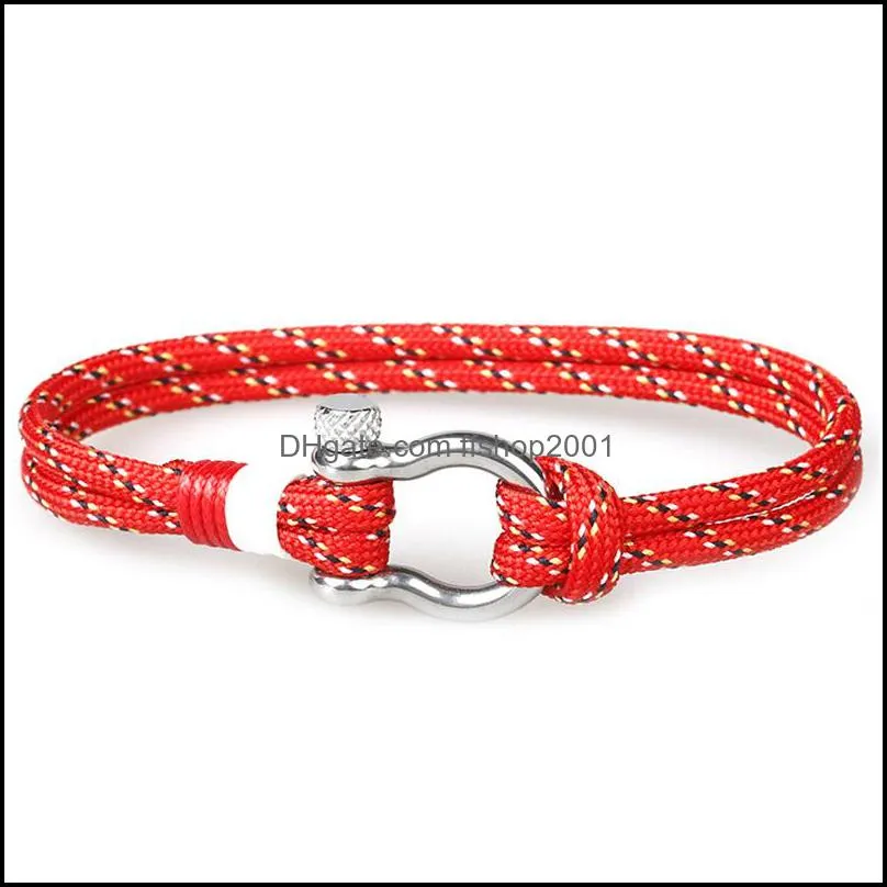 fashion handmade rope charm bracelet for men women marine style double braided umbrella rope stainless steel buckles bracelet jewellery