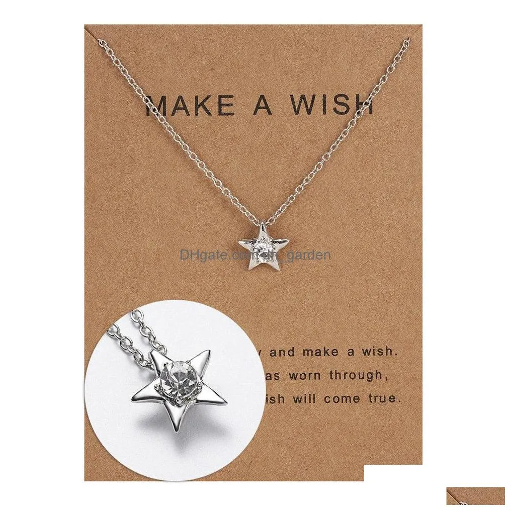 star paper card necklace series a variety of diamond inlaid pendant collarbone chain womens personality dogeared jewelry wholesale