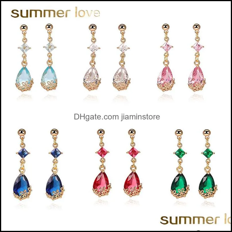 crystal glass chandelier dangle earring for women unique design geometric water drop earring trendy jewelry gift