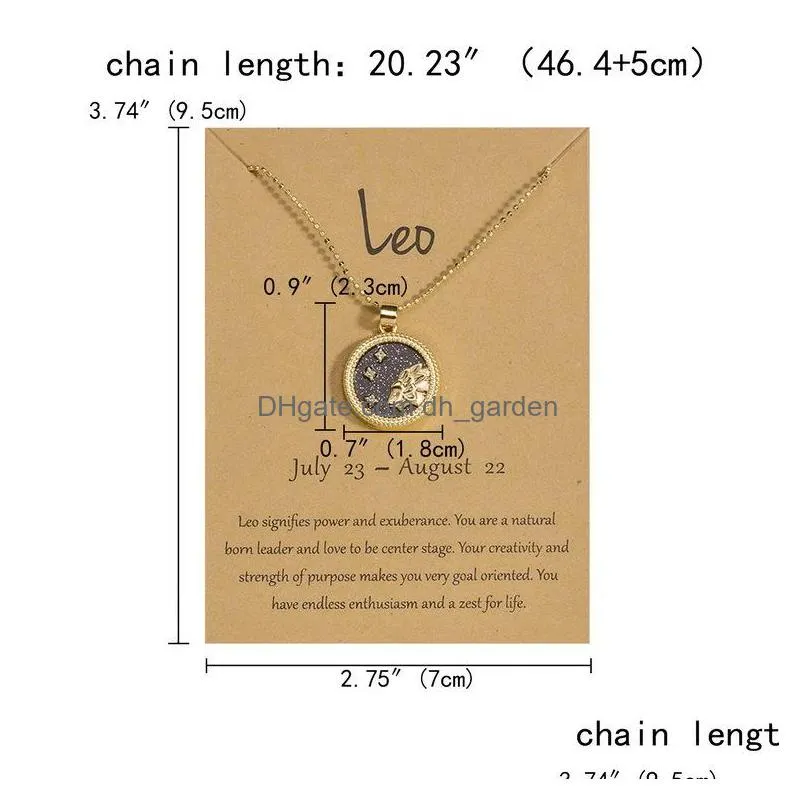 coin clavicle sweater necklace chain golden day and night twelve constellations necklaces couple pendant