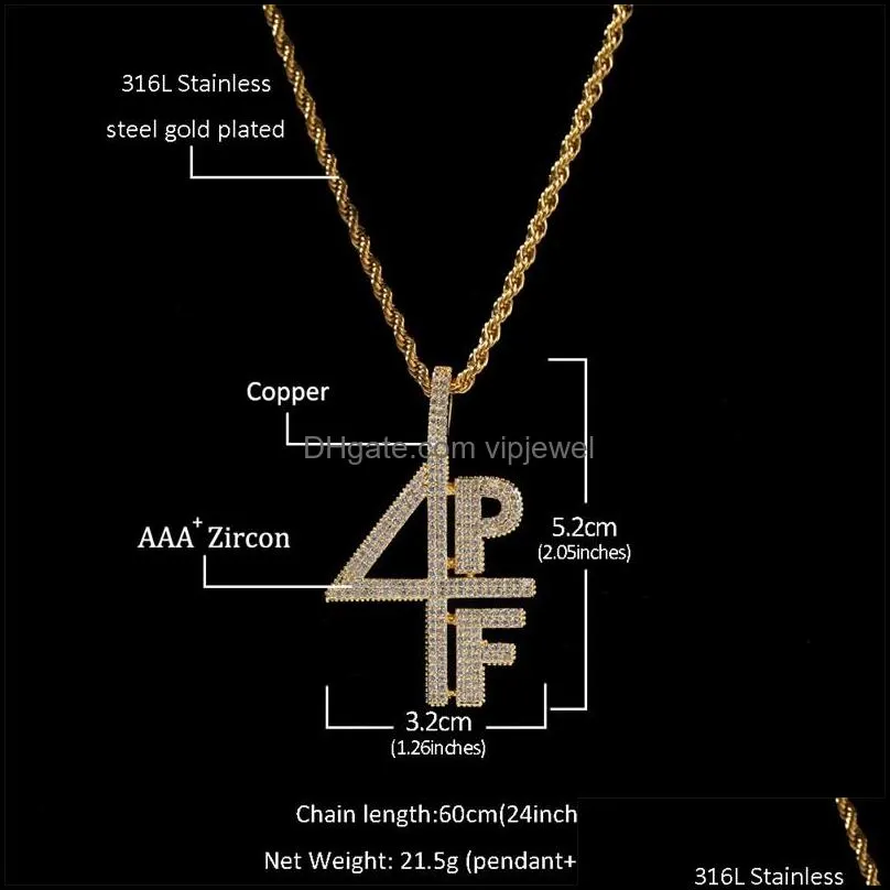 gold silver plated 4pf pendant necklace iced out lab diamond letter number dj rapper jewelry street style chain 740 t2