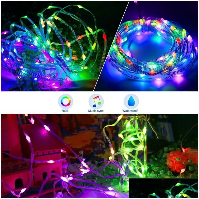 smart app led string 10m 100led rgb colorful fairy light strings christmas tree ornaments home year decor led garland