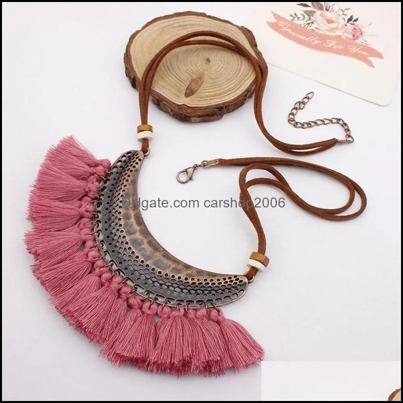  boho crescent pendant tassel choker necklace for women vintage ethnic colorful velvet necklace fashion jewelry wholesale