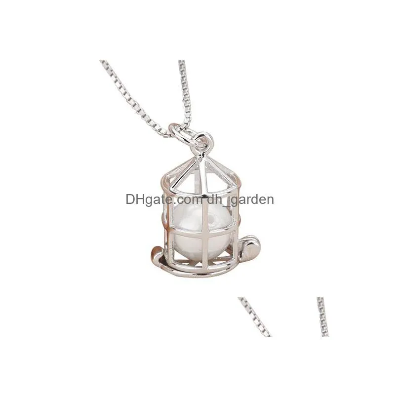 european and american bead cage pendant diy accessories s925 pure silver santa claus necklace box magic buckle jewelry