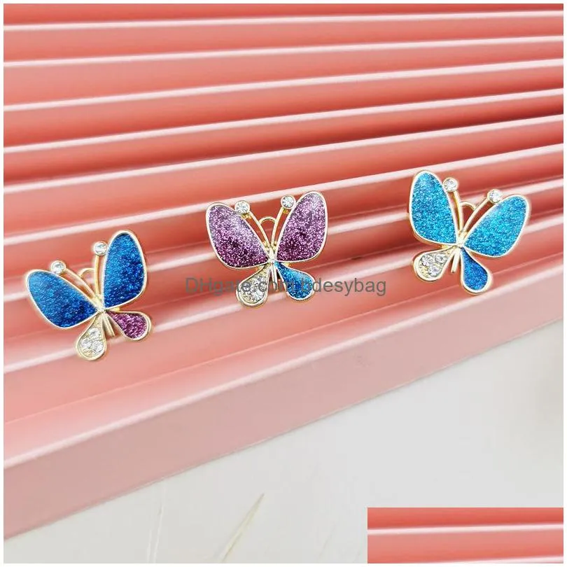 12pcs charm rhinestone glitter enamel butterfly charms metal earrings pendants dangle fit diy earring bracelet jewelry accessory