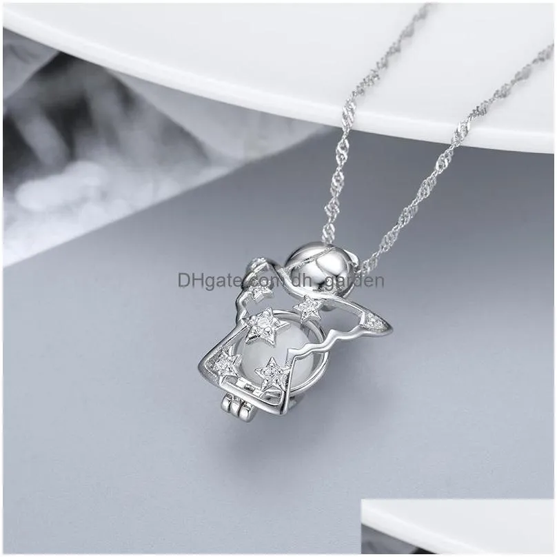 factory outlet s925 sterling silver star pendant fashion creative pentagram star pearl cage necklace diy jewelry manufacturer wmpd002
