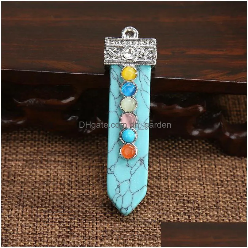 natural crystal chakra pendant necklace mens and womens seven chakra crystal sword type 