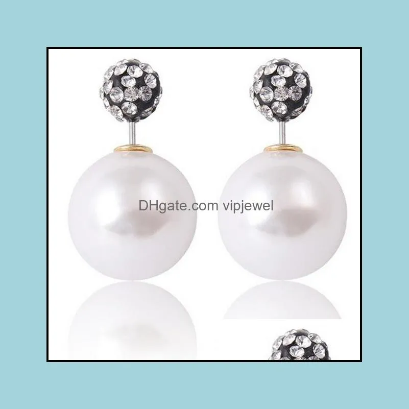 earings for woman girl double pearl fashion jewelry brincos pendientes round earings double pearl stud earrings