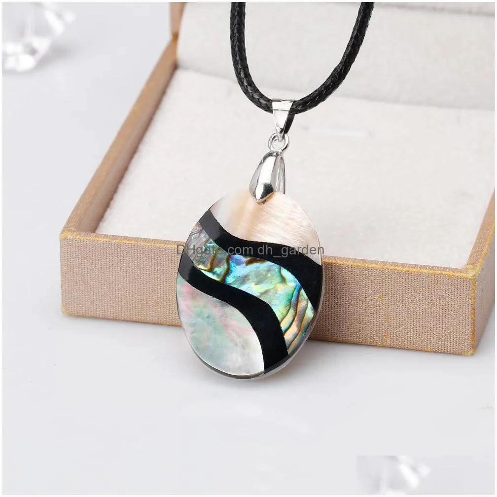 wholesale fashionable and individual natural abalone shell necklace pendant in europe and america diy pearls party gift stxl033