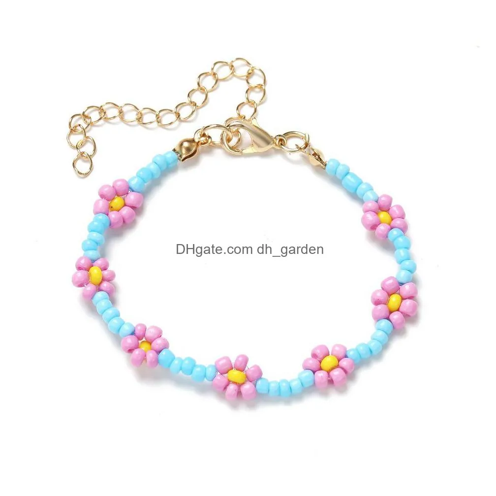 ethnic style rice bead flower necklace bohemian vitality girl color daisy choker neckchain girl