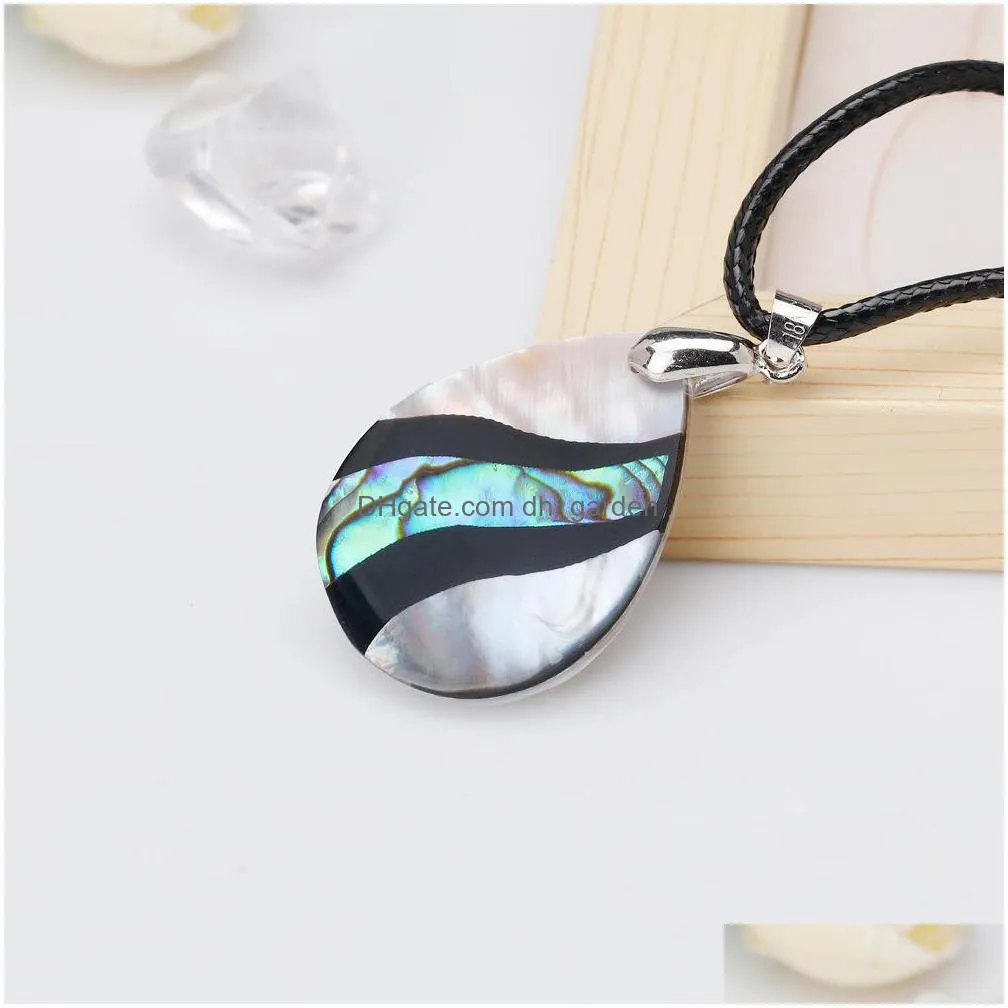 wholesale beautiful multicolor abalone shell drop pendant fashionable diy handmade lady necklace for party gift shipping stxl026