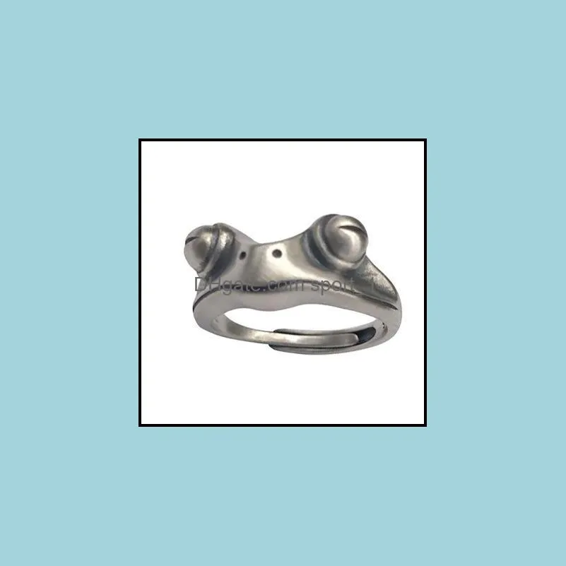 frog toad animal rings for women men artistic design retro opening resizable unisex female statement rings