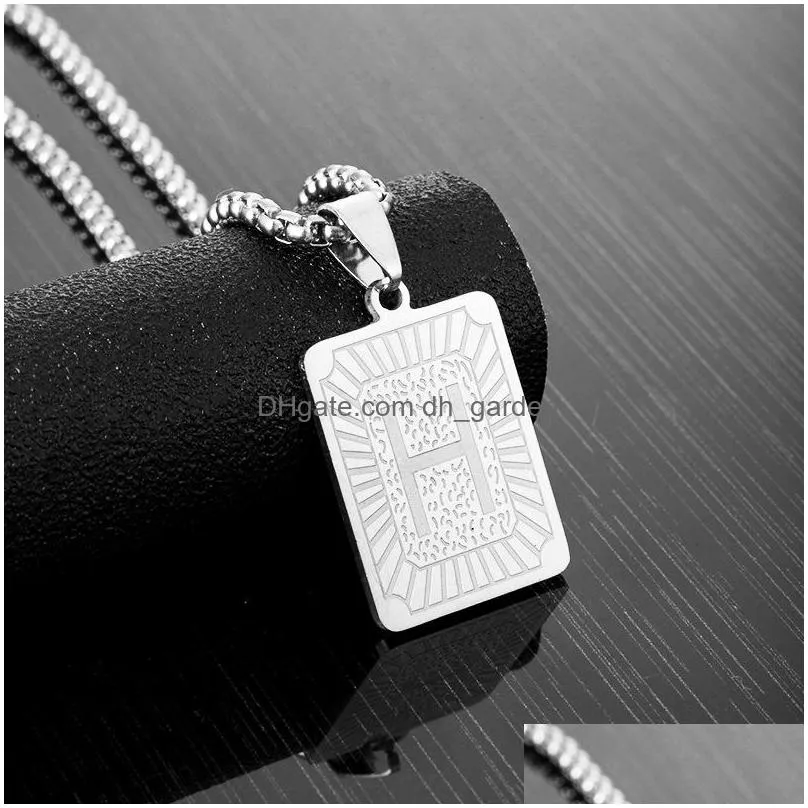 wholesale 26 english letters new womens fashionable letters stainless steel pendant necklace mens letter hiphop necklace