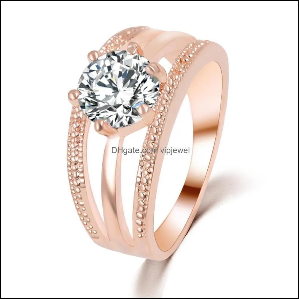 white copper rose gold plated solitaire simple ring