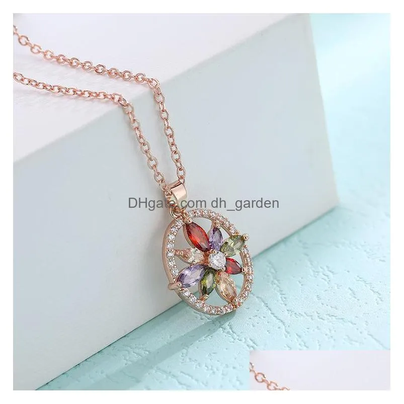 wholesale european and american hot selling quality female jewelry necklace inlay zircon micro inlay pendant shipping