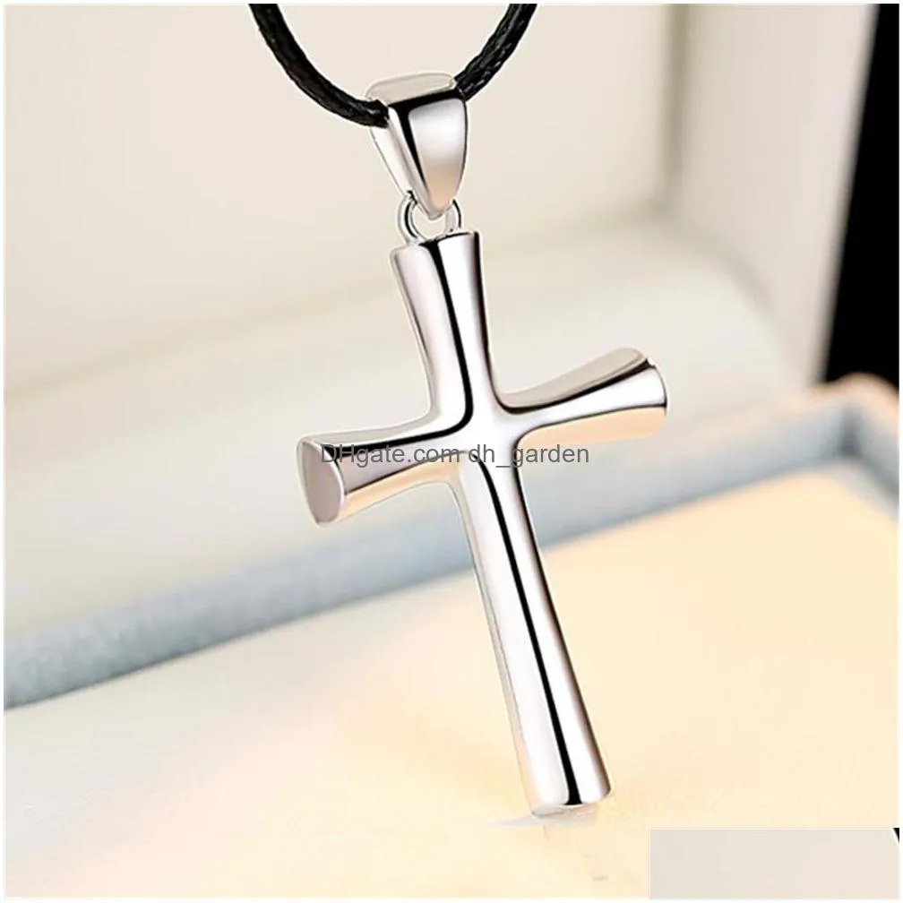 s925 sterling silver couple necklace pendant korean version male and female students fashion simple cross pendant xl1c062