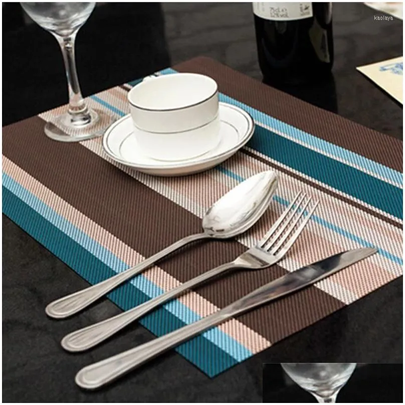 table mats pvc nonslip pad kitchen accessories stripe pat dining oilproof placemat heat insulation waterproof 30 45cm