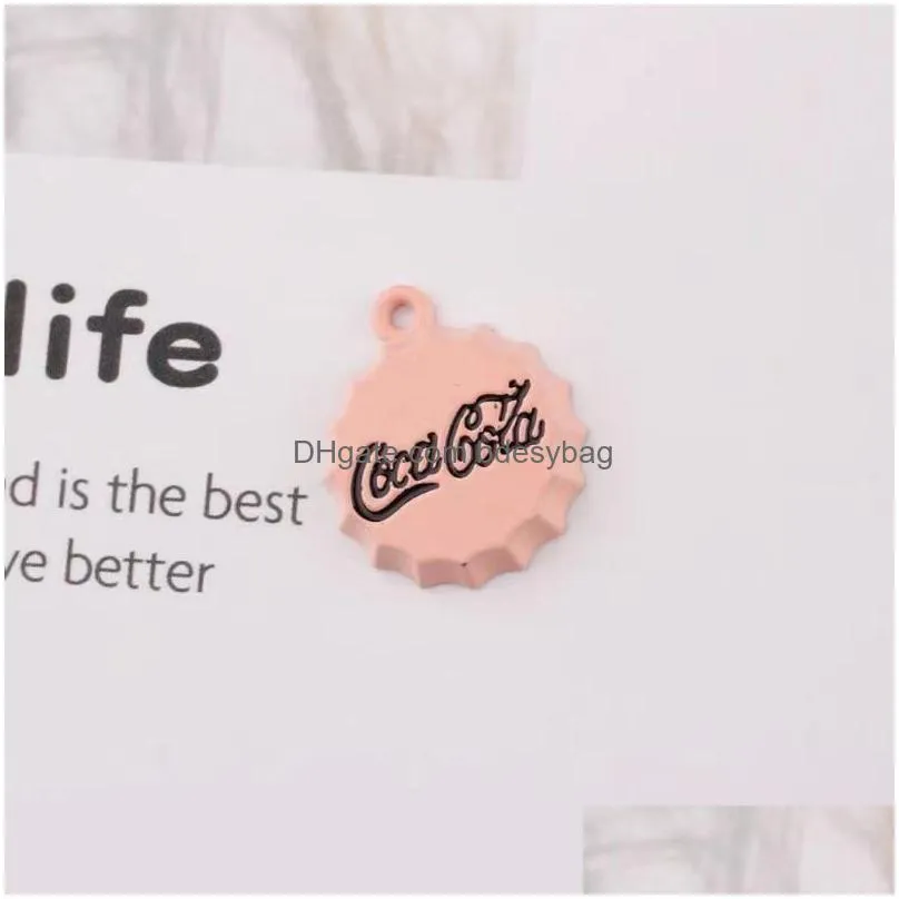 30pcs cola drink bottle enamel cap charms drop oil alloy pendants beverage floating diy earring bracelet jewelry accessory