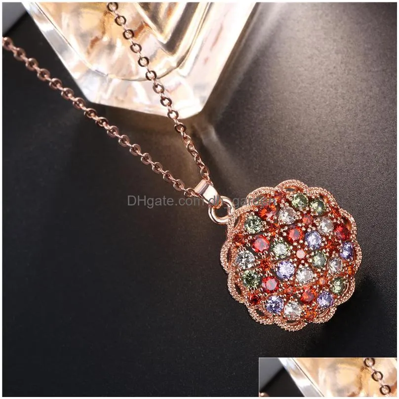 fashion bling bling necklace colorful 3a zircon necklace environmental protection copper metal material wholesale 