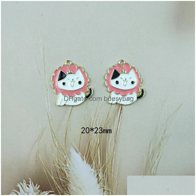 20pcs delicate enamel animal cat  charm for jewelry making and crafting cute earring pendant bracelet necklace